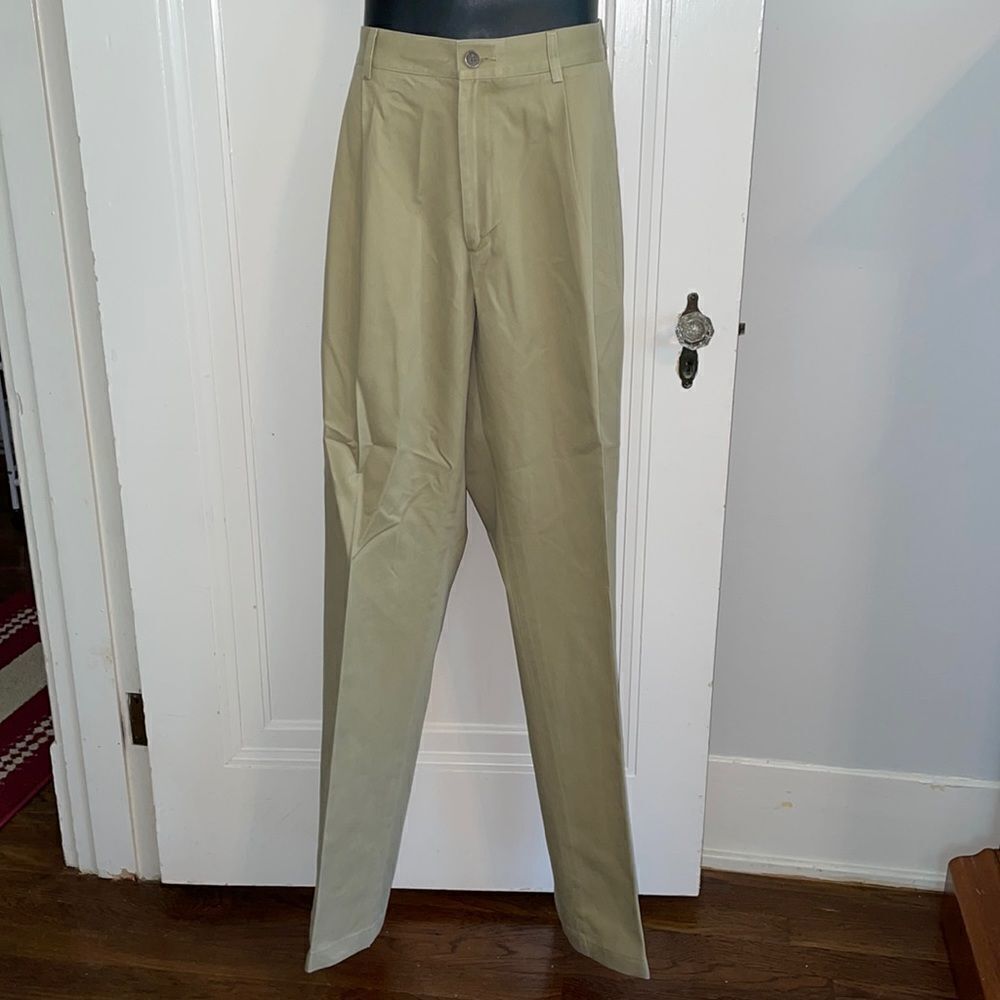 Lands End Tailored Fit pleat front khaki pants